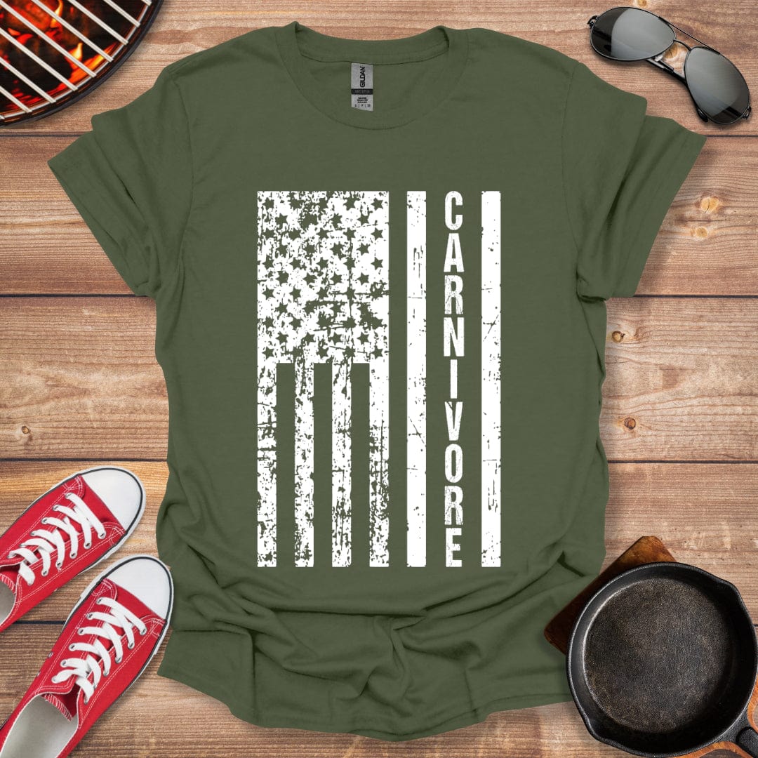 Distressed American Flag Carnivore Shirt